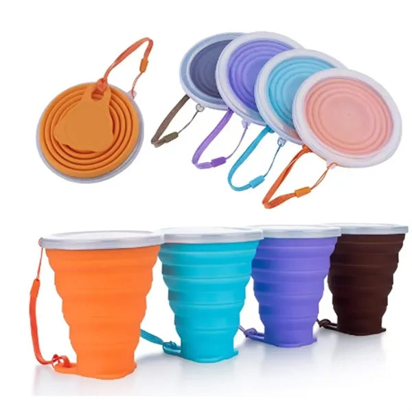 Silicone Folding Camping Cup with Lids
