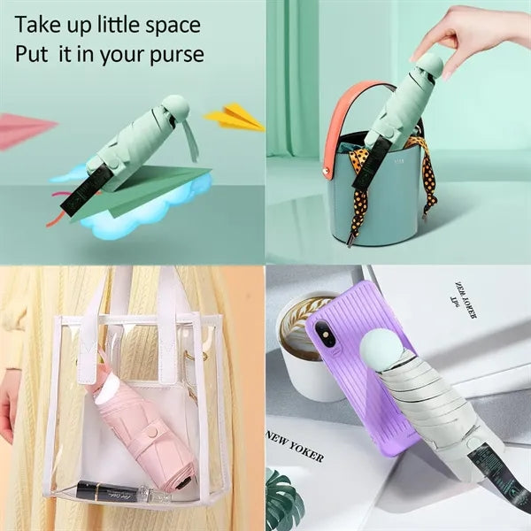 Travel Mini Umbrella for Purse With Case-Small Compact UV