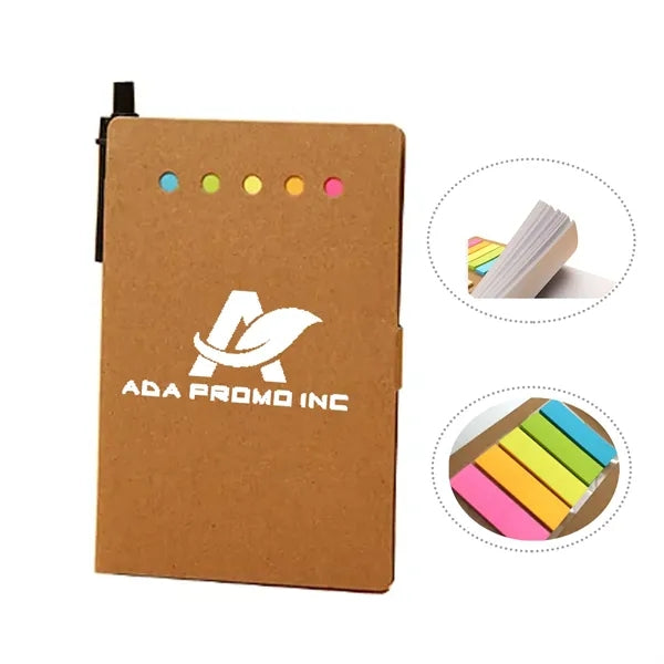 Recycled Notepad Notebook with Sticky Note & Pen