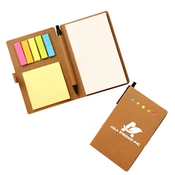 Recycled Notepad Notebook with Sticky Note & Pen