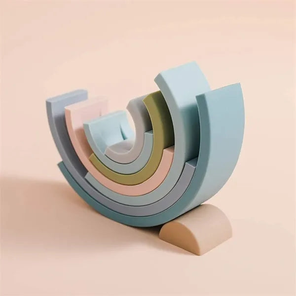 Silicone Rainbow Stacking Toy Building Blocks, Stacker