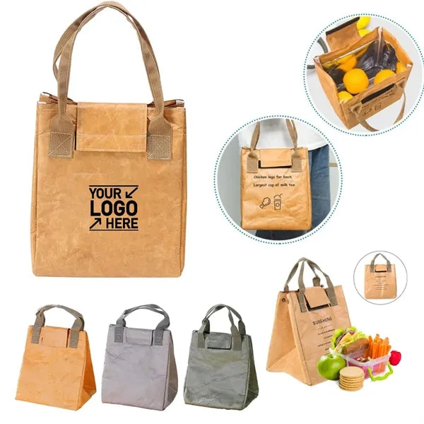 Office Cooler Tote Washable Kraft Paper Lunch Bag