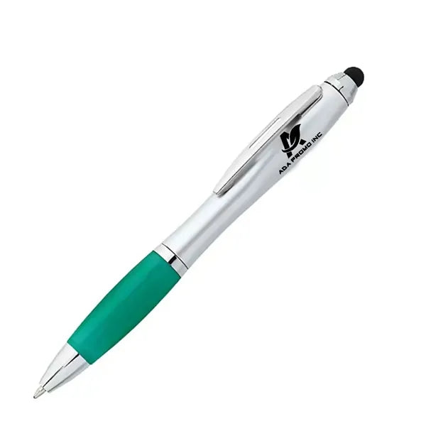 Twist Action Silver Stylus Pens w/Colored Rubber Grip