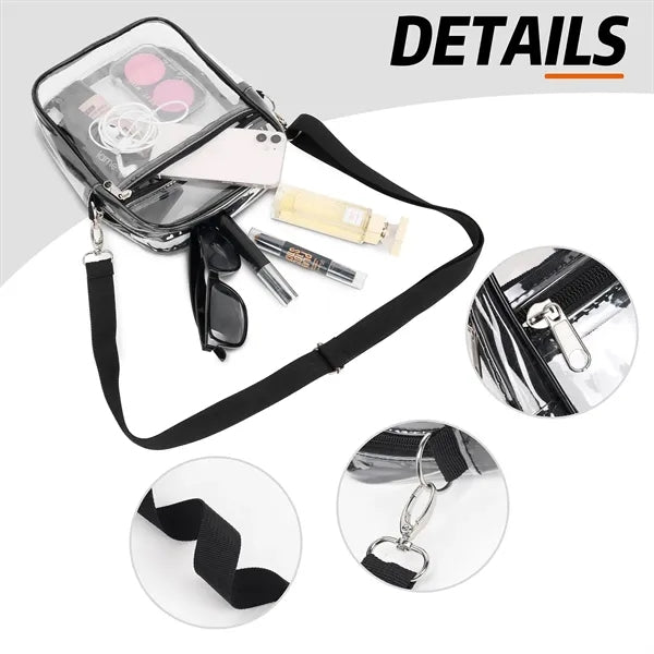 Clear PVC Crossbody Stadium Bag (Ocean)