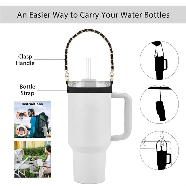Soft Silicone Water Bottle Handle/Carrier with Strap