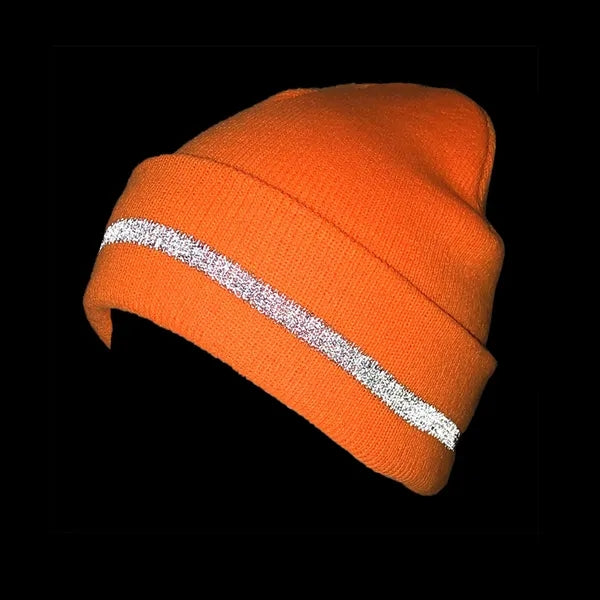 Knit Beanie Hat w/ Reflective Stripe