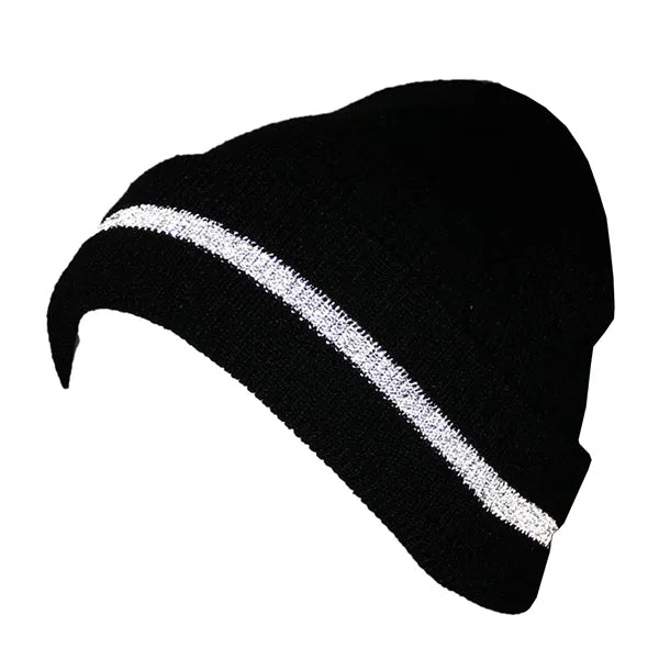 Knit Beanie Hat w/ Reflective Stripe