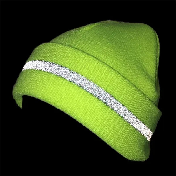 Knit Beanie Hat w/ Reflective Stripe