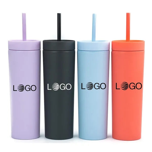 16 oz SKINNY Acrylic Tumblers with Lids and Straws