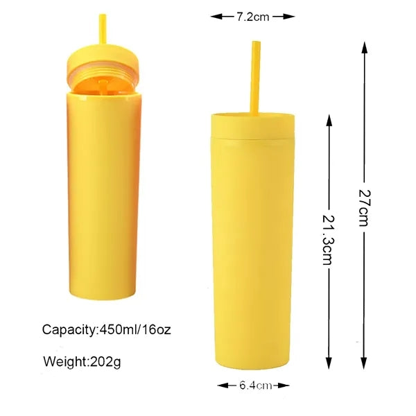 16 oz SKINNY Acrylic Tumblers with Lids and Straws