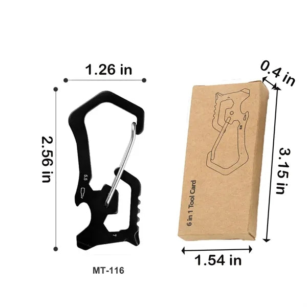 7 in 1 EDC Life Saving Card Carabiner Multitool Keychain