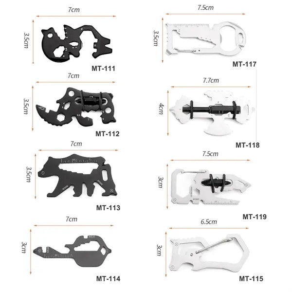 7 in 1 EDC Life Saving Card Carabiner Multitool Keychain