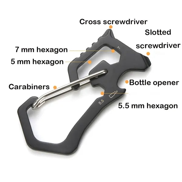 7 in 1 EDC Life Saving Card Carabiner Multitool Keychain