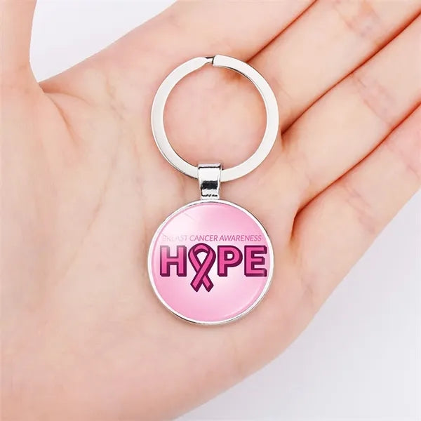 Full Color Printing Breast Cancer Care Keychain