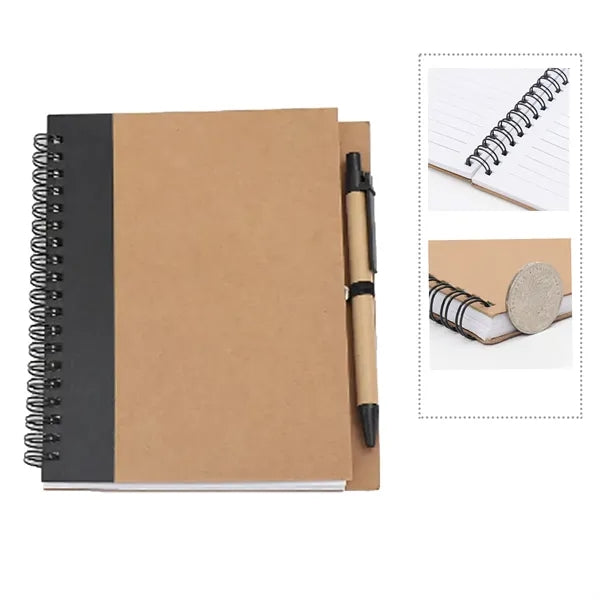 Eco Spiral A5 Notebook Journal w/Recycled Click Pen