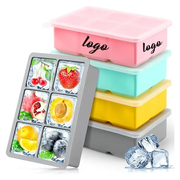 Six square food grade silicone ice tray