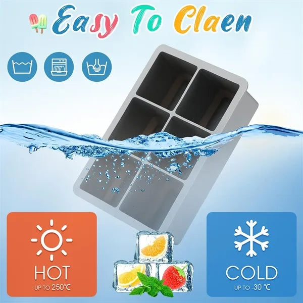 Six square food grade silicone ice tray