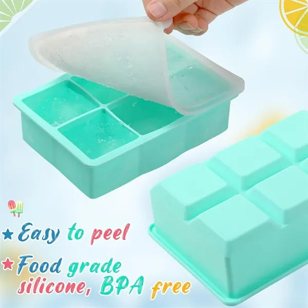 Six square food grade silicone ice tray