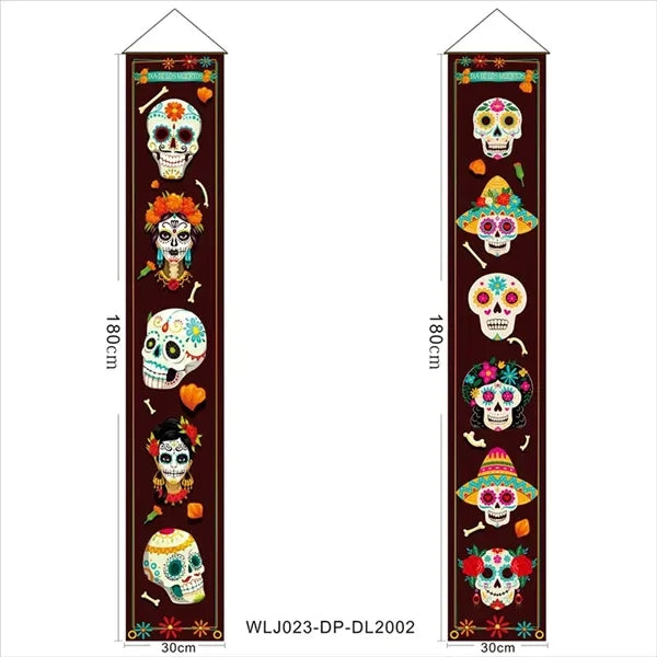 Day of The Dead Porch Sign Door Banner