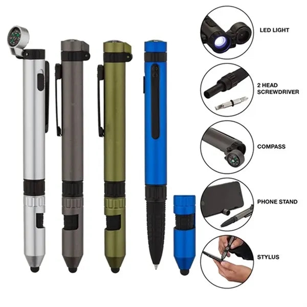 6-in-1 Plastic Military Multitool Tech Tool Ballpoint Pen