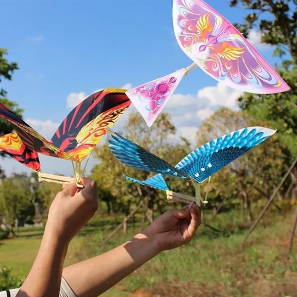 Elastic Rubber Band Powered Flying Birds Kite Outdoor Toy