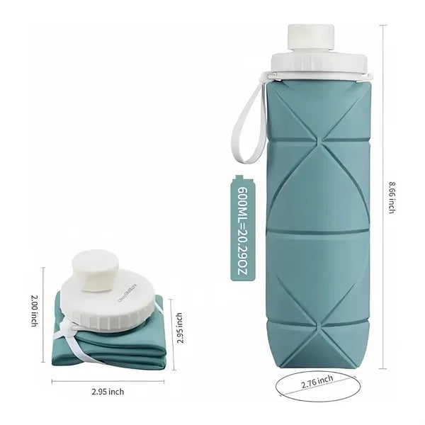 20oz. Silicone Foldable Collapsible Water Bottle