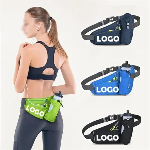 Nylon Reflective Fanny Pack w/Water Bottle Holder