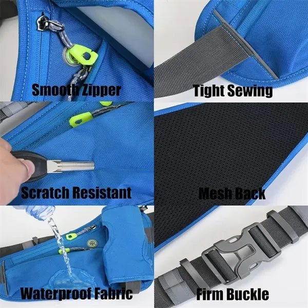 Nylon Reflective Fanny Pack w/Water Bottle Holder