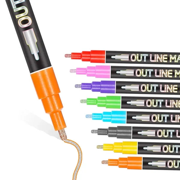 12 Colors Double Line Metallic Markers