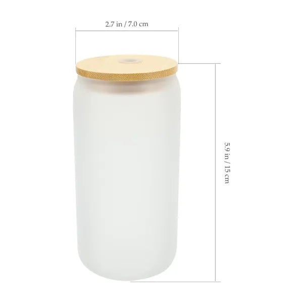 16 oz Beer Can Double Wall Glass With Lid And Straw