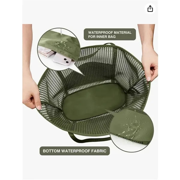 Best Saler-Women Lightweight Collapsible Mesh Beach Bag