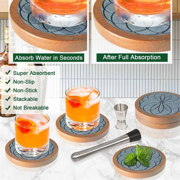 Round Wooden Beverage Coaster