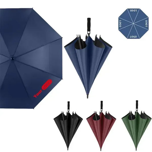 Car Straight Handle Automatic Black Vinyl Umbrella