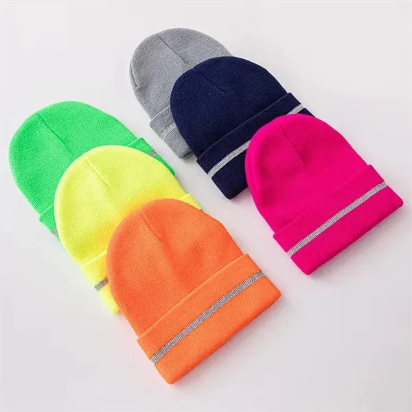 Acrylic Reflective Knitted Cuffed Safety Beanie