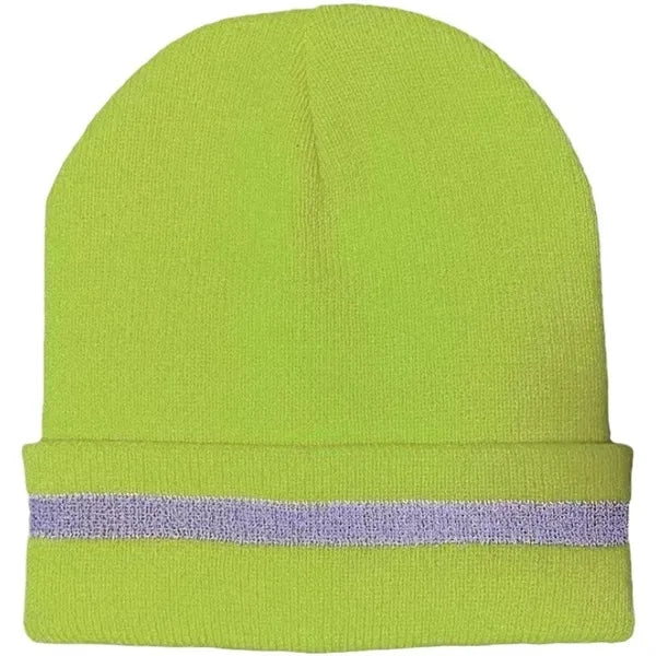 Acrylic Reflective Knitted Cuffed Safety Beanie