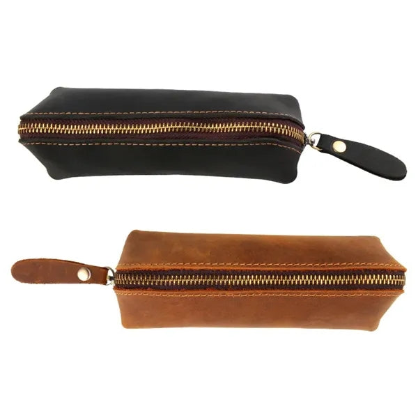 Waterproof Leather Multi-Use Pencil Pouch With Zipper