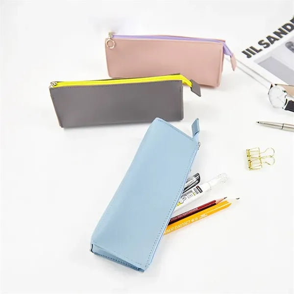 Multi-Use Waterproof Leather Pencil Pouch With Zipper
