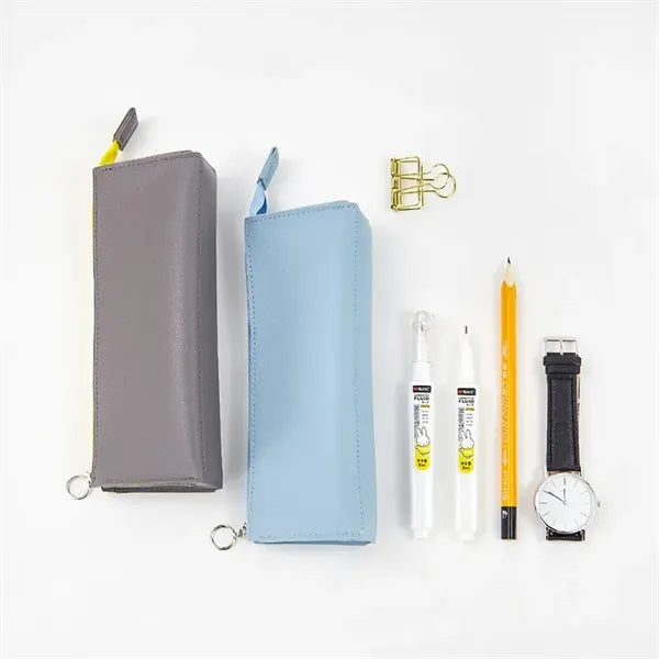Multi-Use Waterproof Leather Pencil Pouch With Zipper