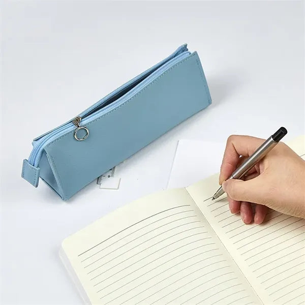 Multi-Use Waterproof Leather Pencil Pouch With Zipper