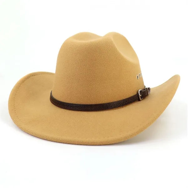 Unisex Classic Western Cowboy Men Felt Wide Brim Hats