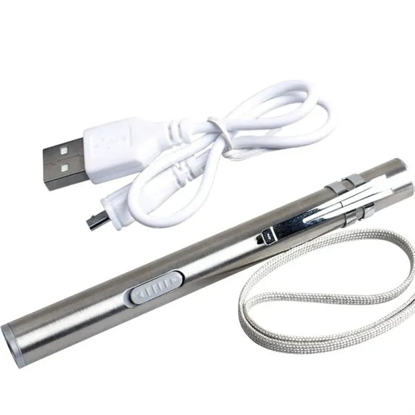 USB Rechargeable Flashlight With Pen Clip