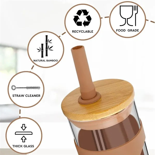 20oz Glass Tumbler with Bamboo Lid