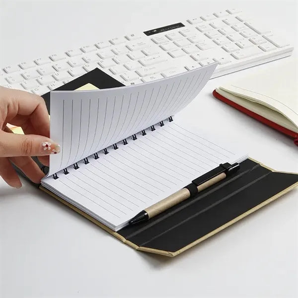 Eco-Recycled Magnetic Journal With Sticky Notes And Flags