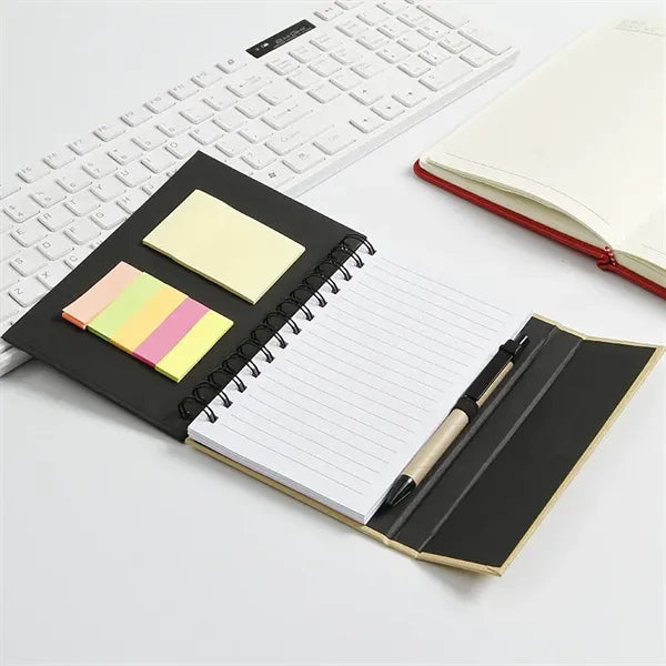Eco-Recycled Magnetic Journal With Sticky Notes And Flags