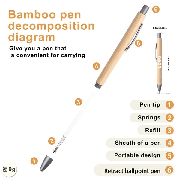 Eco-Friendly Bamboo Click Retractable Ballpoint Pen