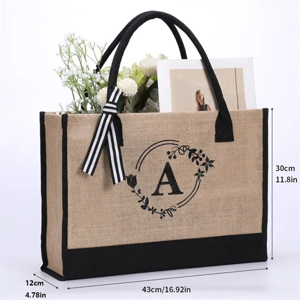 Women's Jute Tote Bag Adjustable Strap Bridesmaid Gift