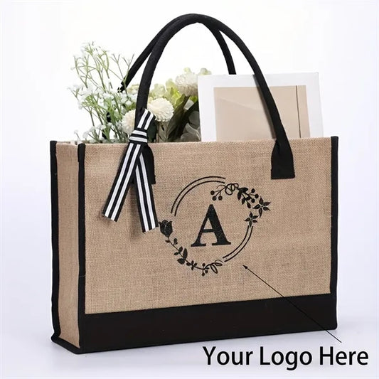 Women's Jute Tote Bag Adjustable Strap Bridesmaid Gift