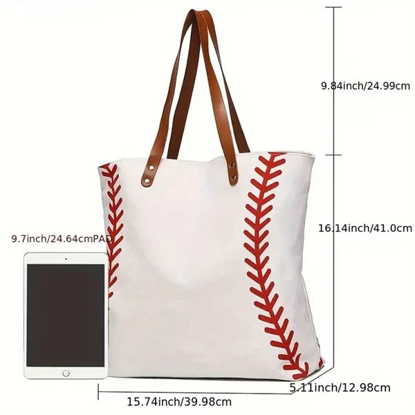 Embroidered Baseball Large Tote Bag Mom's Gift