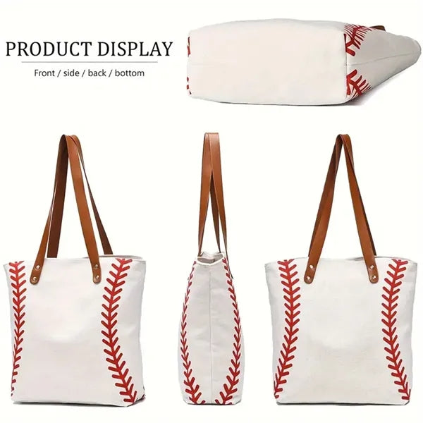 Embroidered Baseball Large Tote Bag Mom's Gift