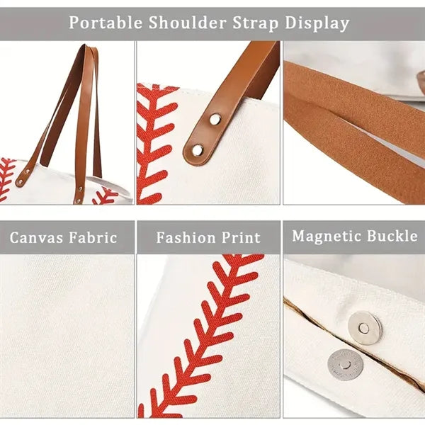 Embroidered Baseball Large Tote Bag Mom's Gift